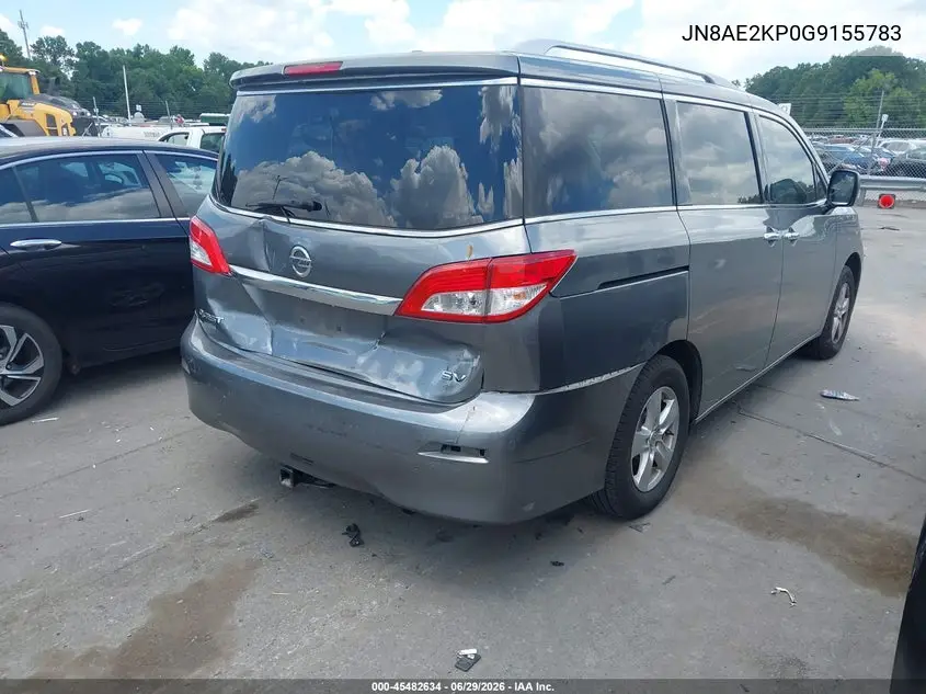2016 Nissan Quest Platinum/S/Sl/Sv VIN: JN8AE2KP0G9155783 Lot: 45482634