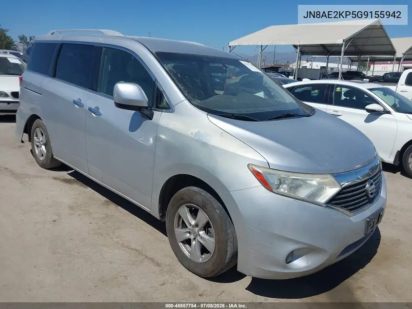 2016 Nissan Quest Platinum/S/Sl/Sv VIN: JN8AE2KP5G9155942 Lot: 45557754