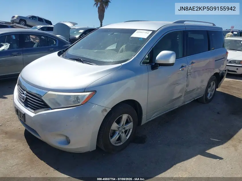 2016 Nissan Quest Platinum/S/Sl/Sv VIN: JN8AE2KP5G9155942 Lot: 45557754