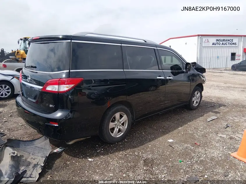 2017 Nissan Quest Sv VIN: JN8AE2KP0H9167000 Lot: 45197373
