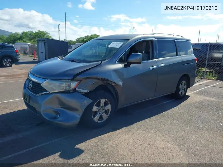 2017 Nissan Quest Sv VIN: JN8AE2KP4H9170210 Lot: 45315438