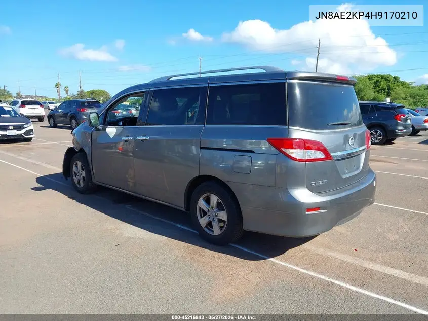 2017 Nissan Quest Sv VIN: JN8AE2KP4H9170210 Lot: 45315438