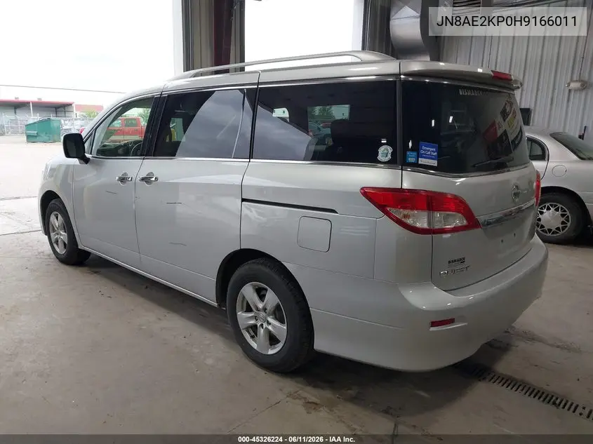 2017 Nissan Quest Sv VIN: JN8AE2KP0H9166011 Lot: 45326224