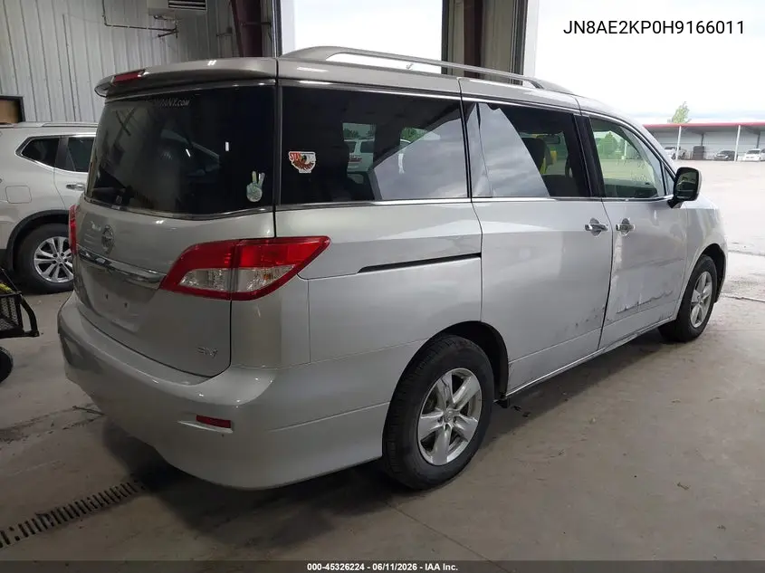 2017 Nissan Quest Sv VIN: JN8AE2KP0H9166011 Lot: 45326224