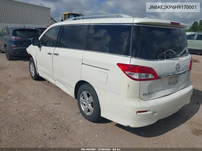 2017 Nissan Quest Sv VIN: JN8AE2KP6H9170001 Lot: 45550581