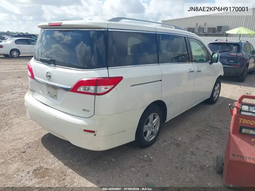 2017 Nissan Quest Sv VIN: JN8AE2KP6H9170001 Lot: 45550581