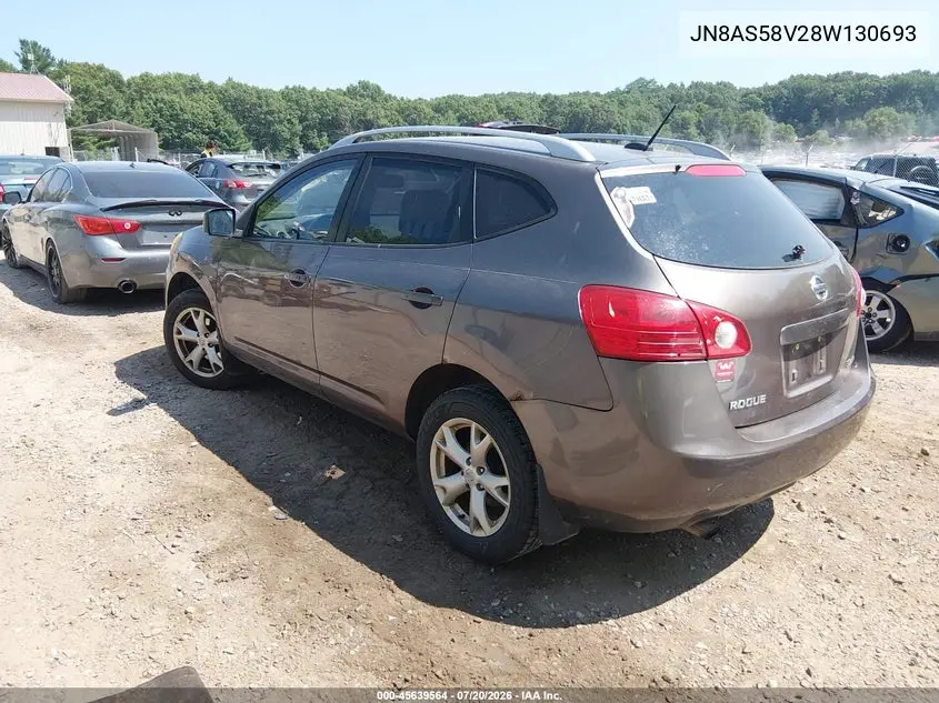 2008 Nissan Rogue Sl VIN: JN8AS58V28W130693 Lot: 45639564