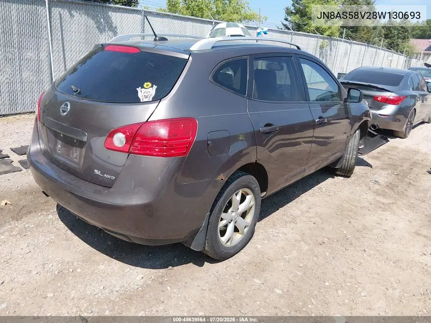 2008 Nissan Rogue Sl VIN: JN8AS58V28W130693 Lot: 45639564