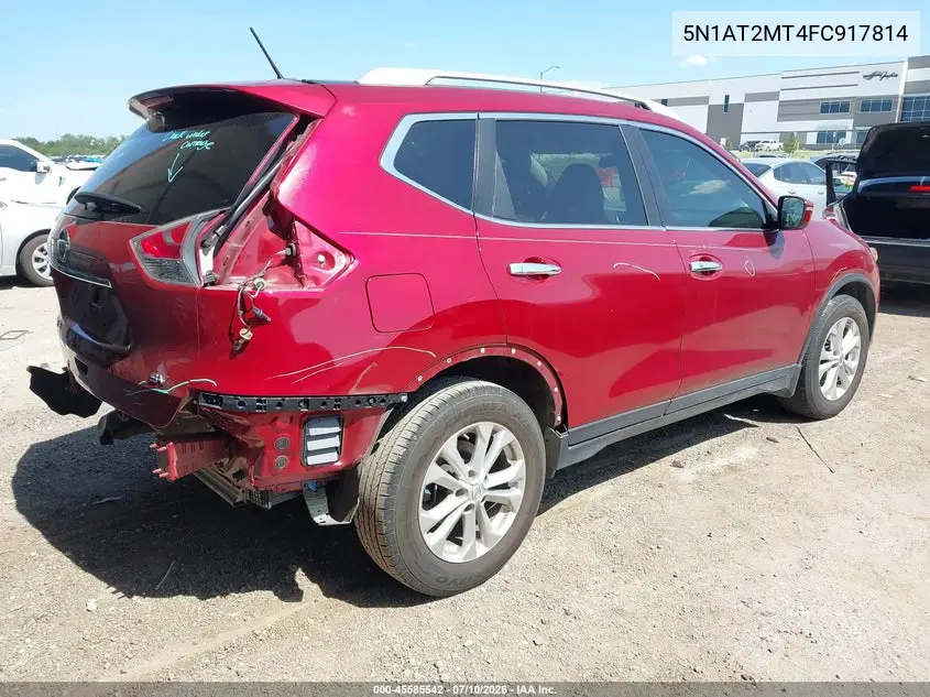 2015 Nissan Rogue Sv VIN: 5N1AT2MT4FC917814 Lot: 45585542