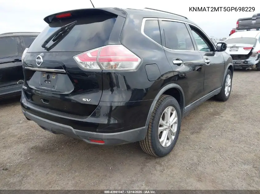 KNMAT2MT5GP698229 2016 Nissan Rogue S/Sl/Sv