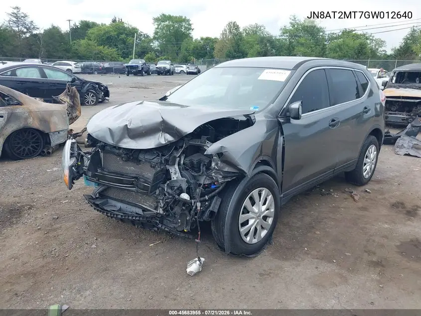 2016 Nissan Rogue S VIN: JN8AT2MT7GW012640 Lot: 45683955