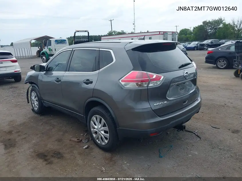2016 Nissan Rogue S VIN: JN8AT2MT7GW012640 Lot: 45683955