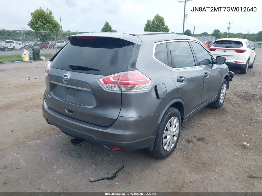 2016 Nissan Rogue S VIN: JN8AT2MT7GW012640 Lot: 45683955