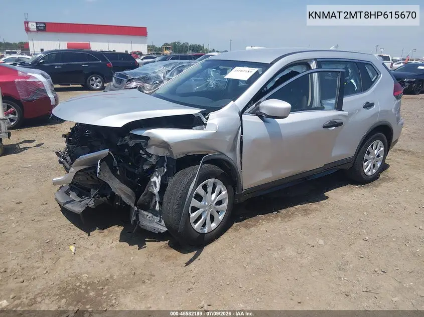 2017 Nissan Rogue S VIN: KNMAT2MT8HP615670 Lot: 45582189