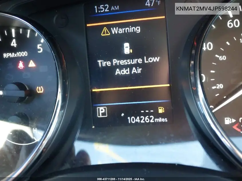 KNMAT2MV4JP598244 2018 Nissan Rogue Sv