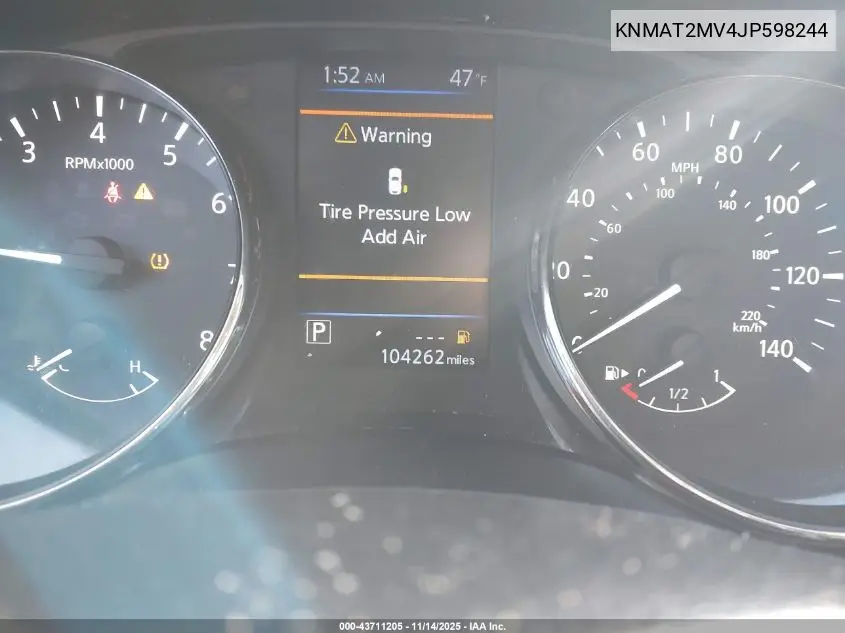KNMAT2MV4JP598244 2018 Nissan Rogue Sv