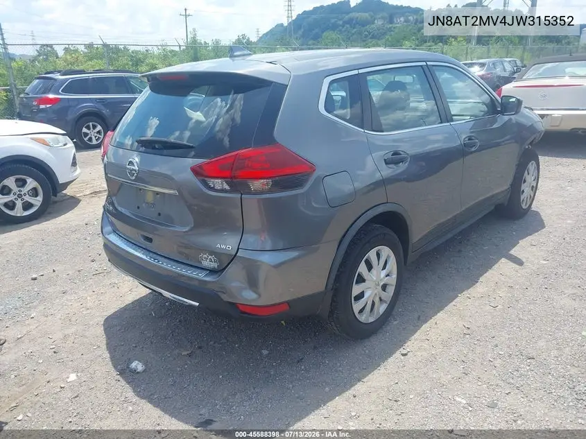 2018 Nissan Rogue S VIN: JN8AT2MV4JW315352 Lot: 45588398