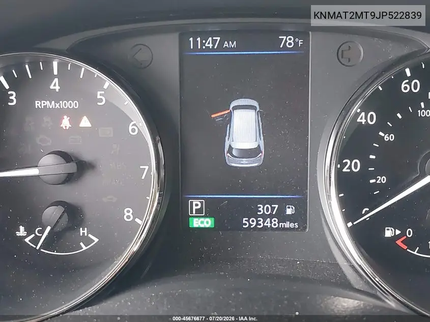 2018 Nissan Rogue Sv VIN: KNMAT2MT9JP522839 Lot: 45676677