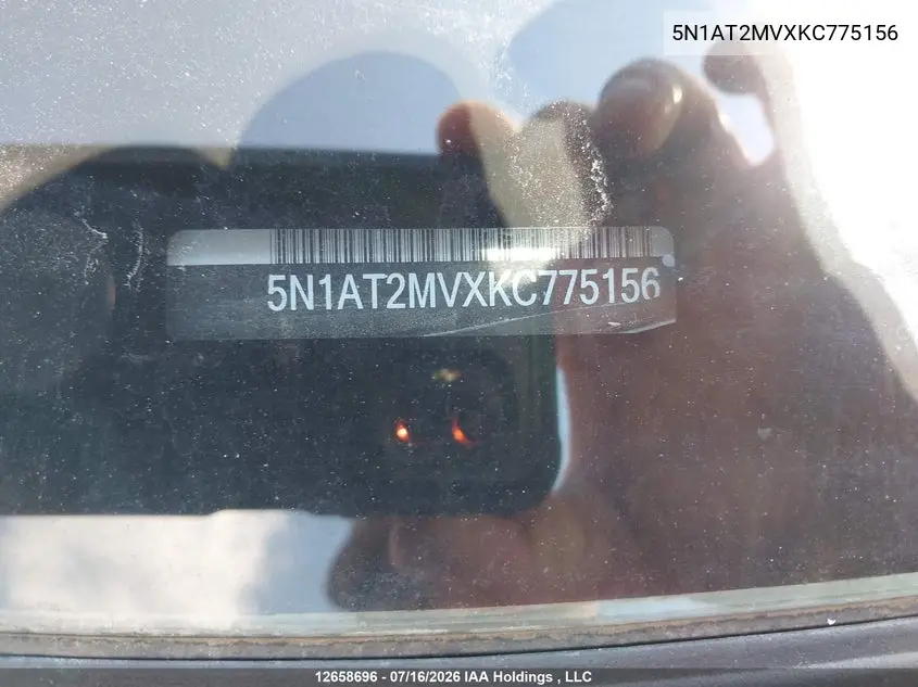 2019 Nissan Rogue S/Sl/Sv VIN: 5N1AT2MVXKC775156 Lot: 12658696x