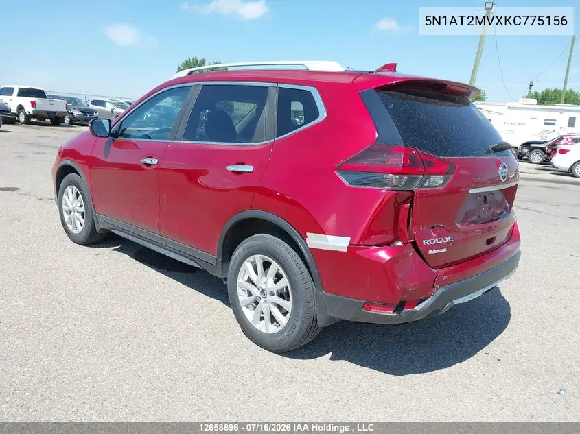2019 Nissan Rogue S/Sl/Sv VIN: 5N1AT2MVXKC775156 Lot: 12658696x