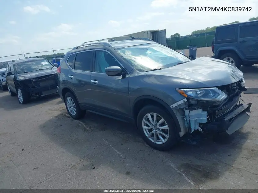 2019 Nissan Rogue S VIN: 5N1AT2MV4KC839742 Lot: 45494823