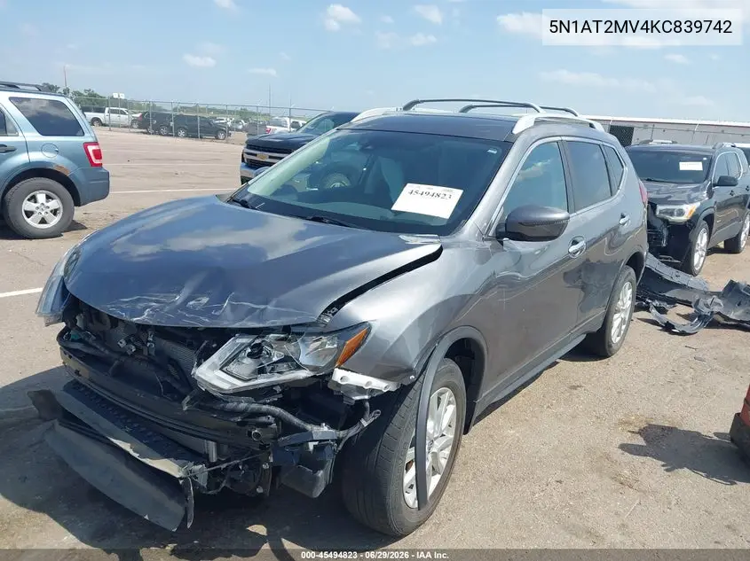 2019 Nissan Rogue S VIN: 5N1AT2MV4KC839742 Lot: 45494823