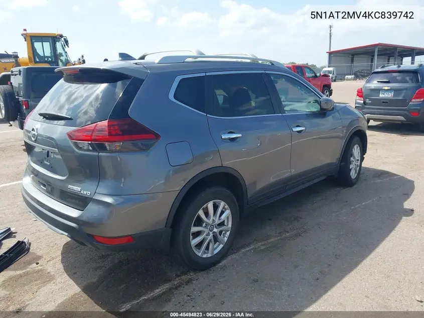 2019 Nissan Rogue S VIN: 5N1AT2MV4KC839742 Lot: 45494823