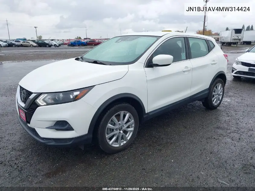 JN1BJ1AV4MW314424 2021 Nissan Rogue Sport S Fwd Xtronic Cvt
