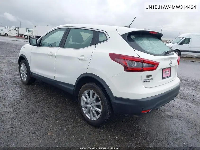 JN1BJ1AV4MW314424 2021 Nissan Rogue Sport S Fwd Xtronic Cvt