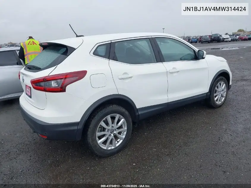 JN1BJ1AV4MW314424 2021 Nissan Rogue Sport S Fwd Xtronic Cvt