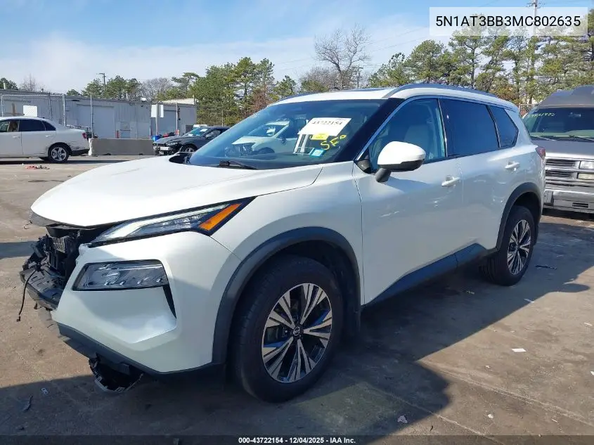 5N1AT3BB3MC802635 2021 Nissan Rogue Sv Intelligent Awd