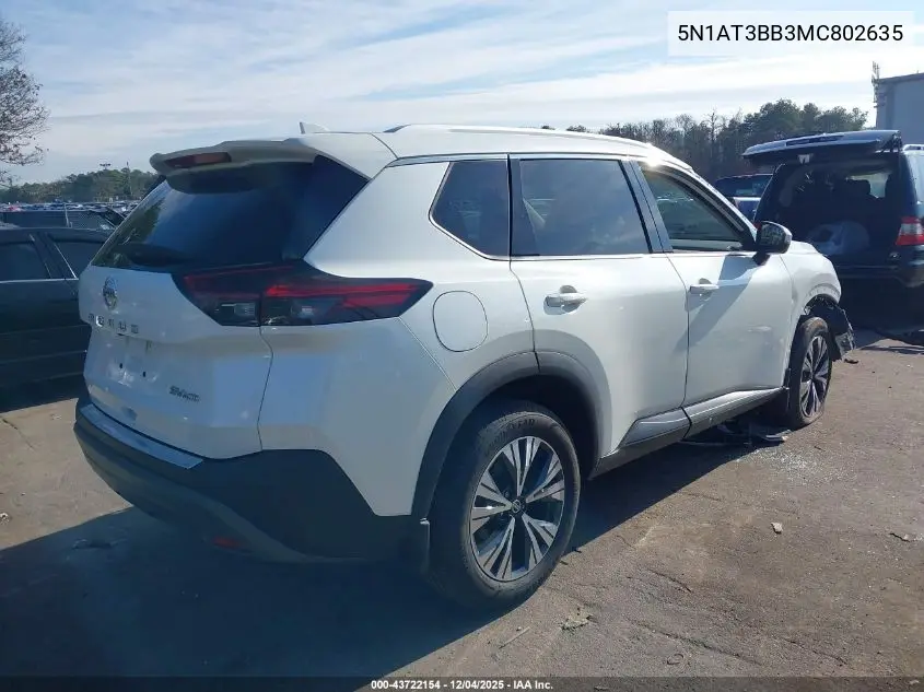 5N1AT3BB3MC802635 2021 Nissan Rogue Sv Intelligent Awd