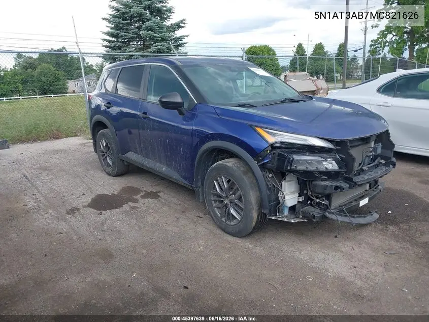 5N1AT3AB7MC821626 2021 Nissan Rogue S Intelligent Awd