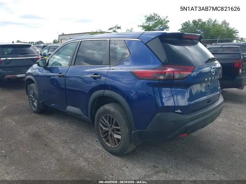 5N1AT3AB7MC821626 2021 Nissan Rogue S Intelligent Awd