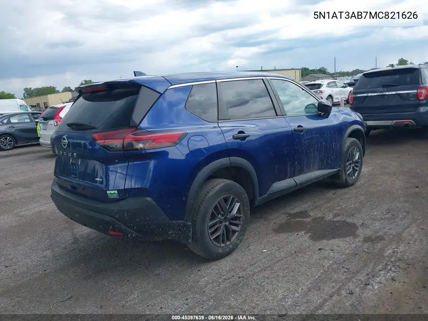 5N1AT3AB7MC821626 2021 Nissan Rogue S Intelligent Awd