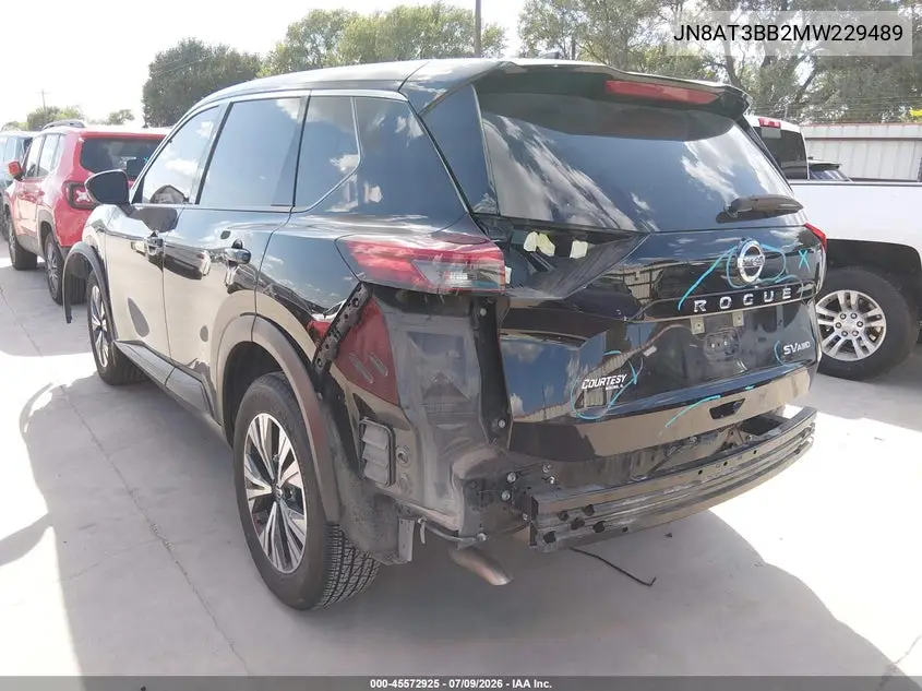2021 Nissan Rogue Sv Intelligent Awd VIN: JN8AT3BB2MW229489 Lot: 45572925