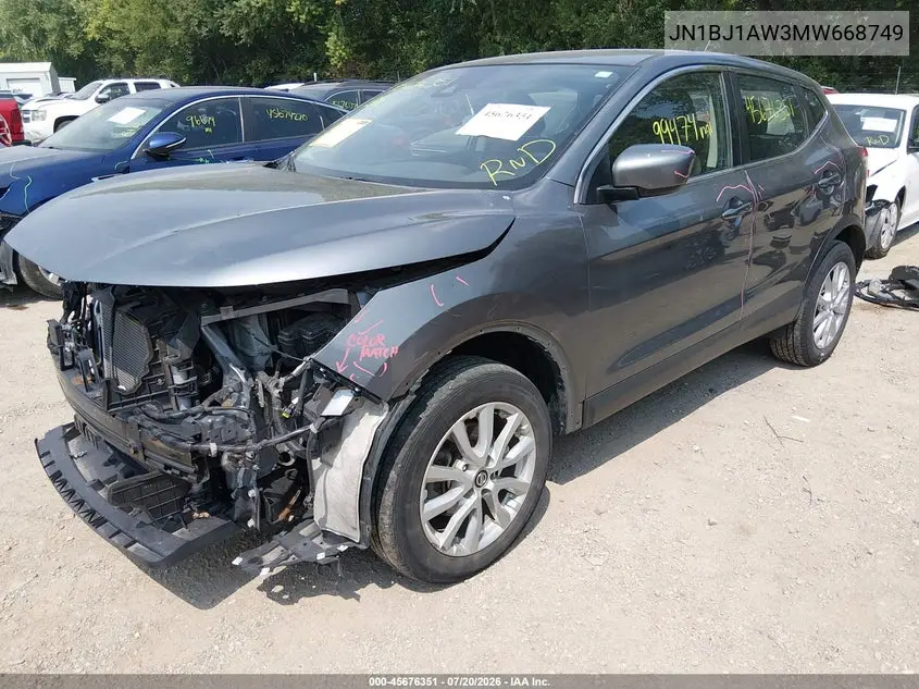 2021 Nissan Rogue Sport S Awd Xtronic Cvt VIN: JN1BJ1AW3MW668749 Lot: 45676351