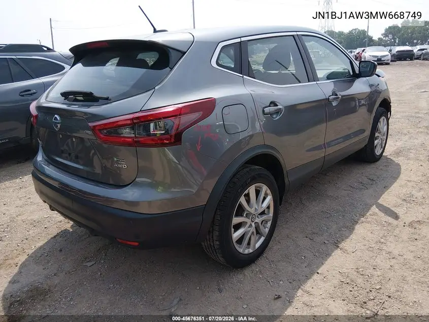 2021 Nissan Rogue Sport S Awd Xtronic Cvt VIN: JN1BJ1AW3MW668749 Lot: 45676351
