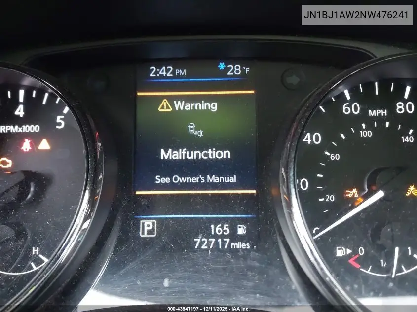 JN1BJ1AW2NW476241 2022 Nissan Rogue Sport S