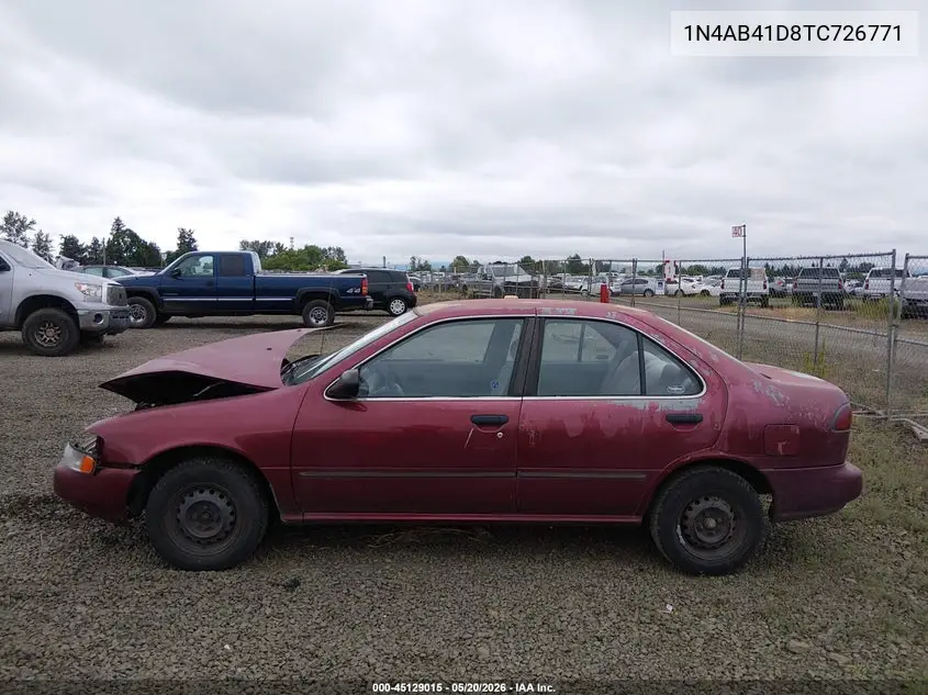 1996 Nissan Sentra E/Xe/Gxe/Gle VIN: 1N4AB41D8TC726771 Lot: 45129015