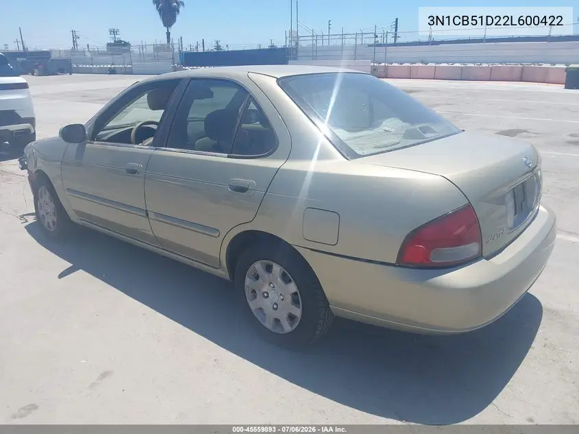 2002 Nissan Sentra Gxe VIN: 3N1CB51D22L600422 Lot: 45559893