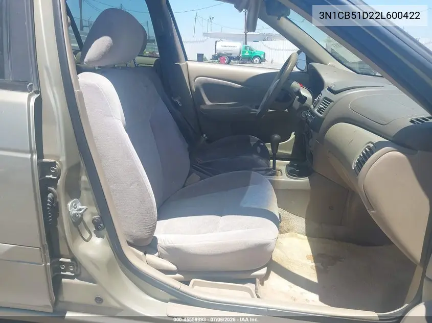 2002 Nissan Sentra Gxe VIN: 3N1CB51D22L600422 Lot: 45559893