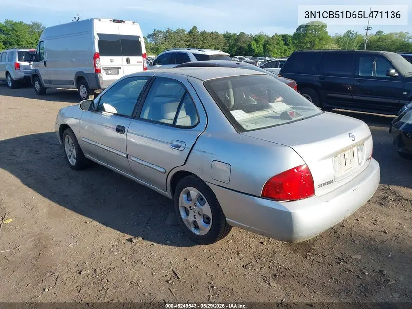 2005 Nissan Sentra 1.8S VIN: 3N1CB51D65L471136 Lot: 45249543