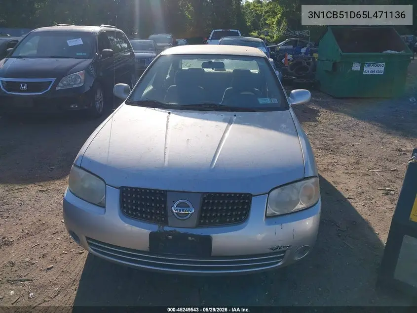2005 Nissan Sentra 1.8S VIN: 3N1CB51D65L471136 Lot: 45249543