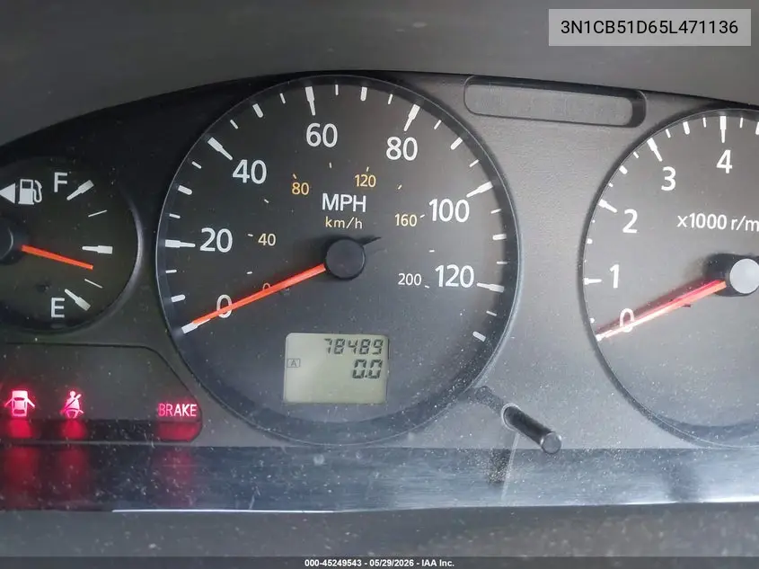 2005 Nissan Sentra 1.8S VIN: 3N1CB51D65L471136 Lot: 45249543