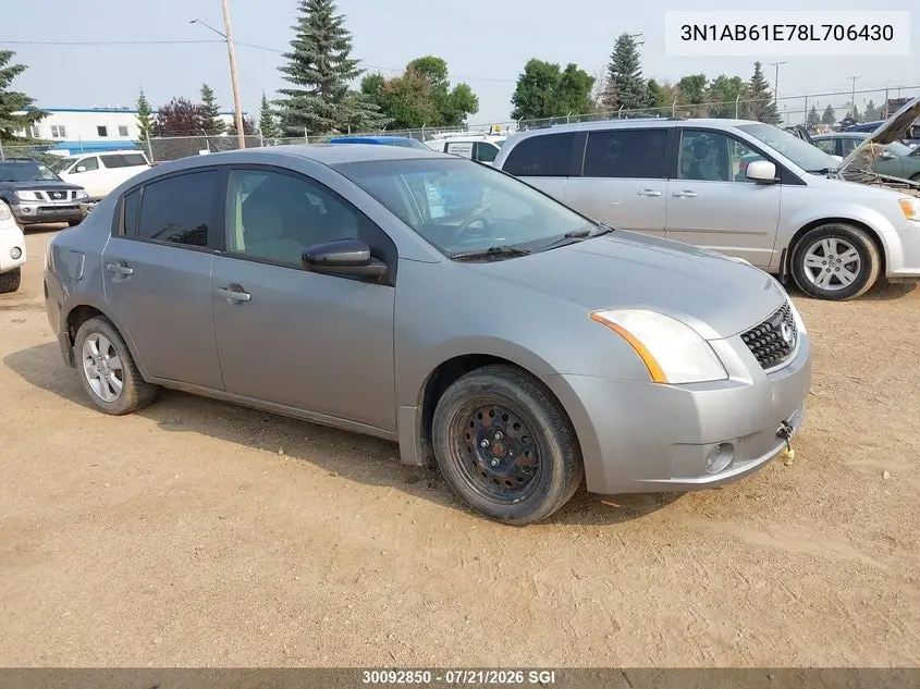 2008 Nissan Sentra 2.0/2.0S/2.0Sl VIN: 3N1AB61E78L706430 Lot: 30092850