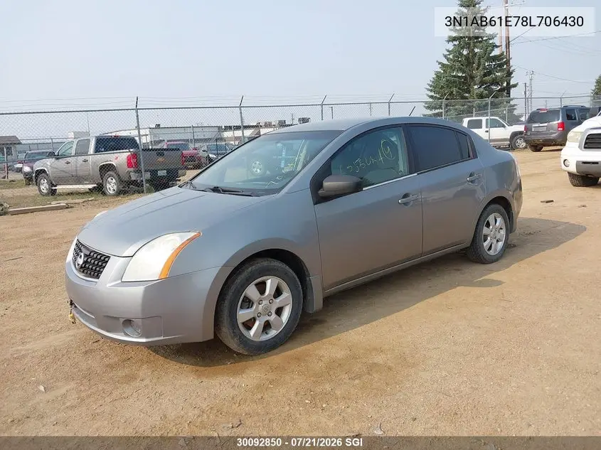 2008 Nissan Sentra 2.0/2.0S/2.0Sl VIN: 3N1AB61E78L706430 Lot: 30092850