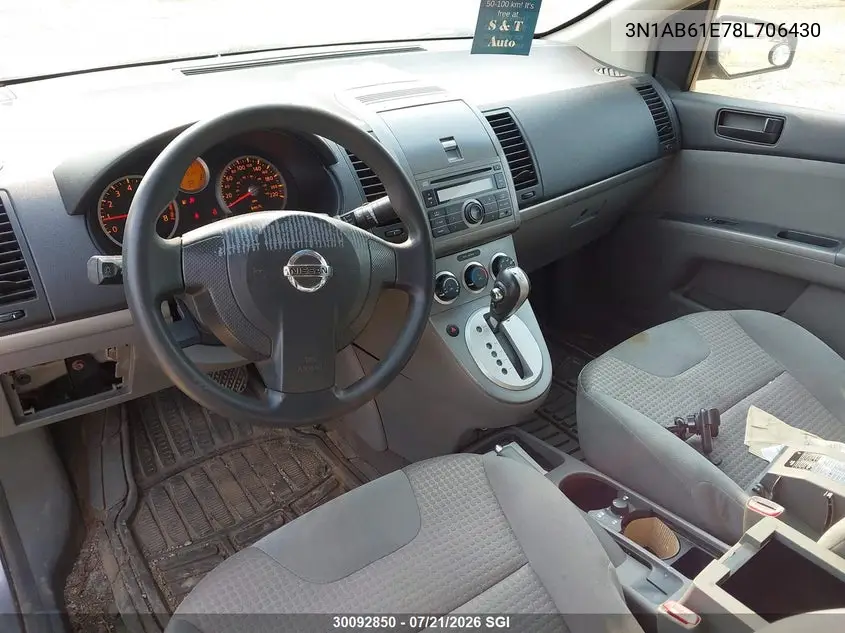 2008 Nissan Sentra 2.0/2.0S/2.0Sl VIN: 3N1AB61E78L706430 Lot: 30092850