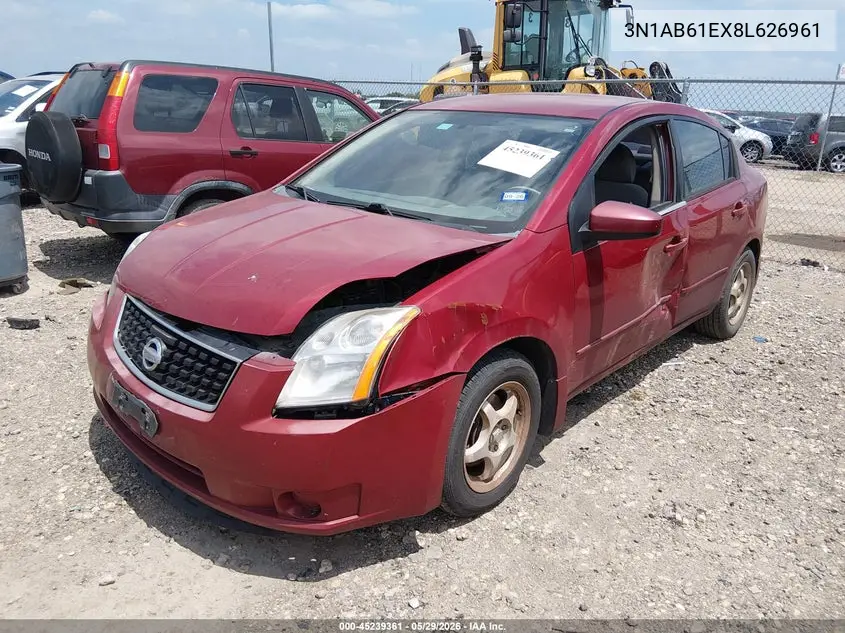 2008 Nissan Sentra 2.0 VIN: 3N1AB61EX8L626961 Lot: 45239361
