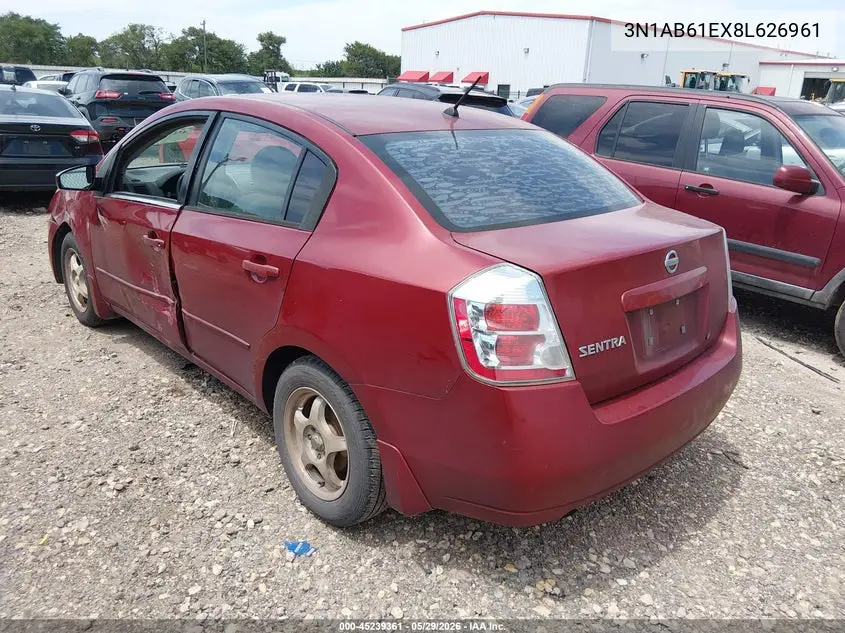 2008 Nissan Sentra 2.0 VIN: 3N1AB61EX8L626961 Lot: 45239361
